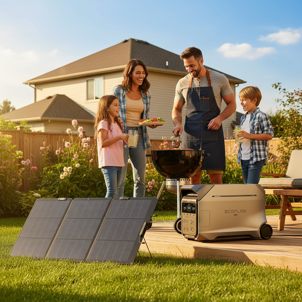 Solar panels on a home rooftop on a sunny day